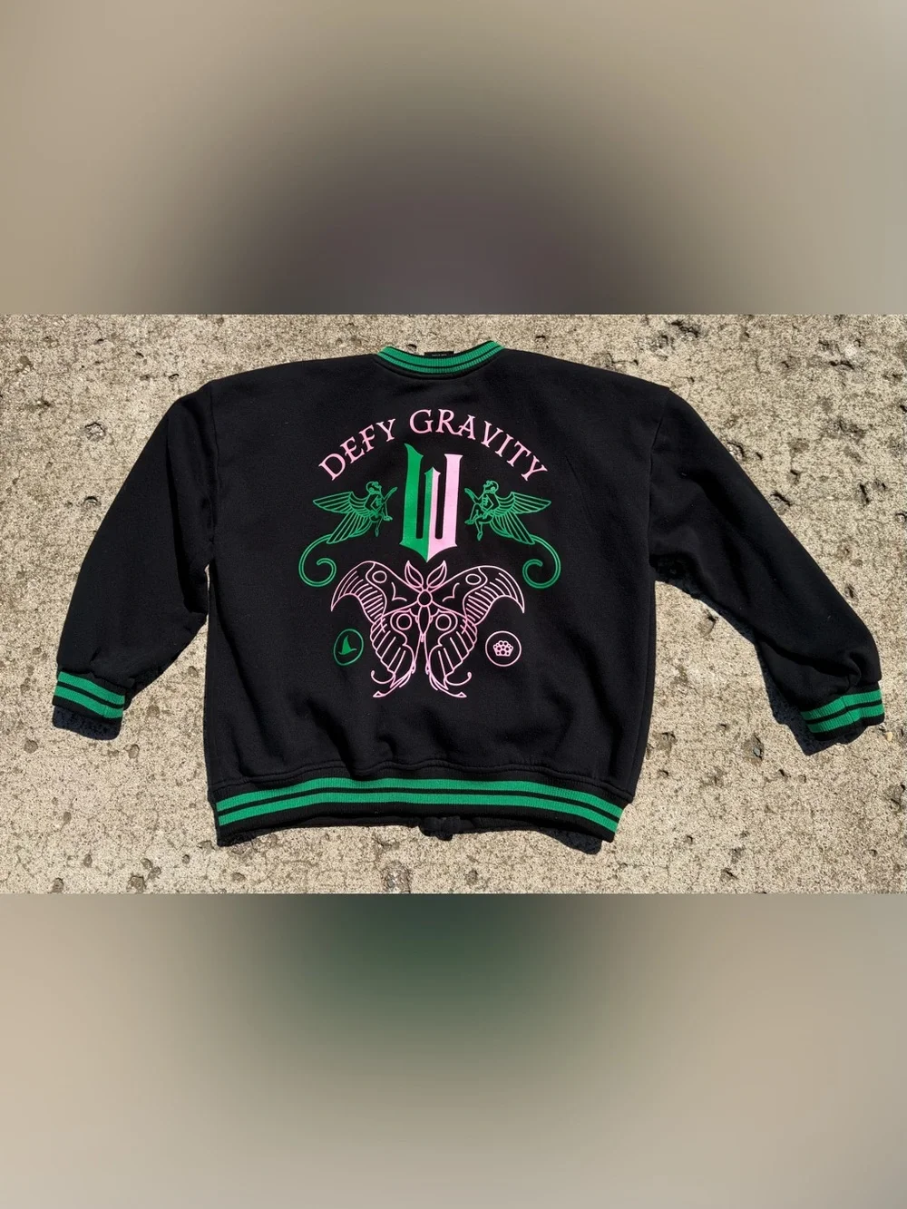 Wicked Defy Gravity Varsity Bomber Jacket Youth XL (14) Snap Front Universal